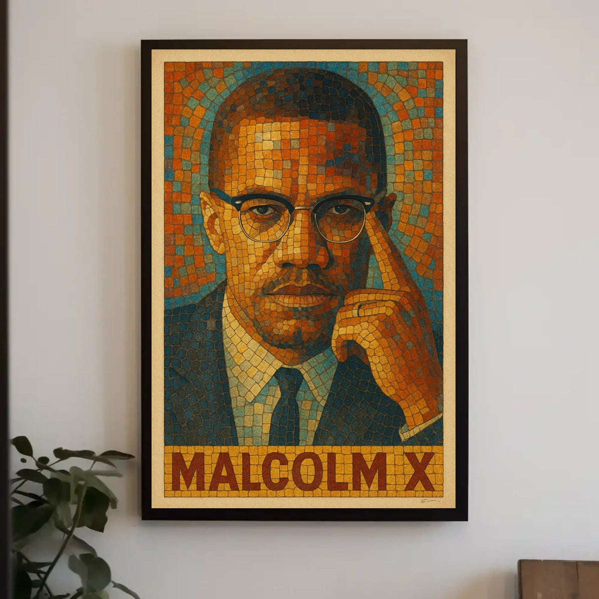 Malcolm X Mosaic Portrait Poster