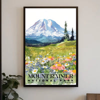 Mount Rainier Watercolor Wall Art Poster