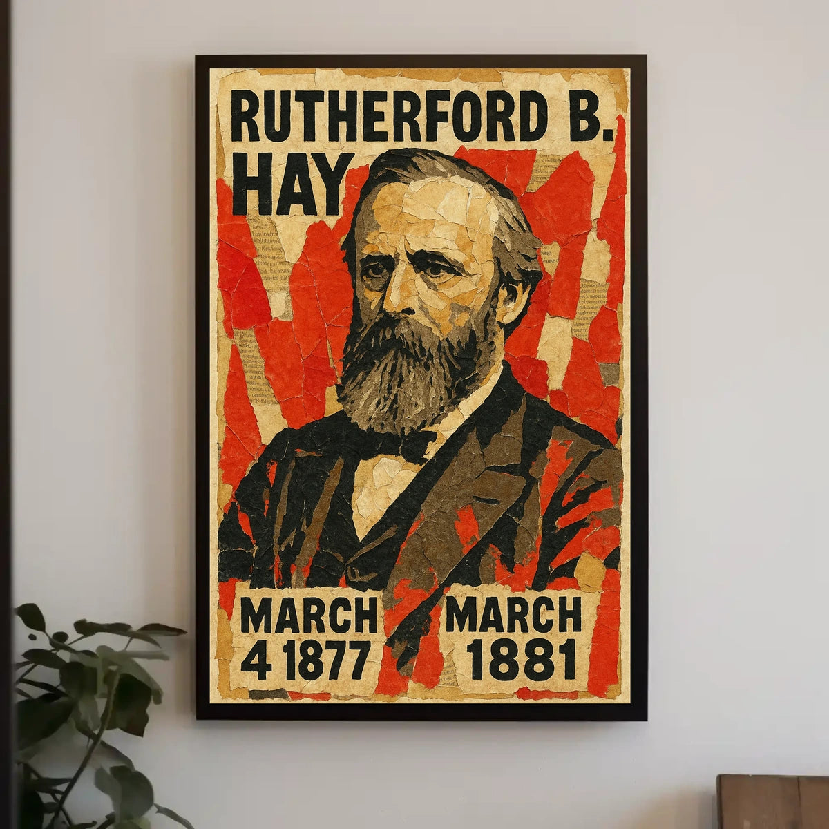 Rutherford B. Hayes 19th President of the United States Layered paper Collage Poster