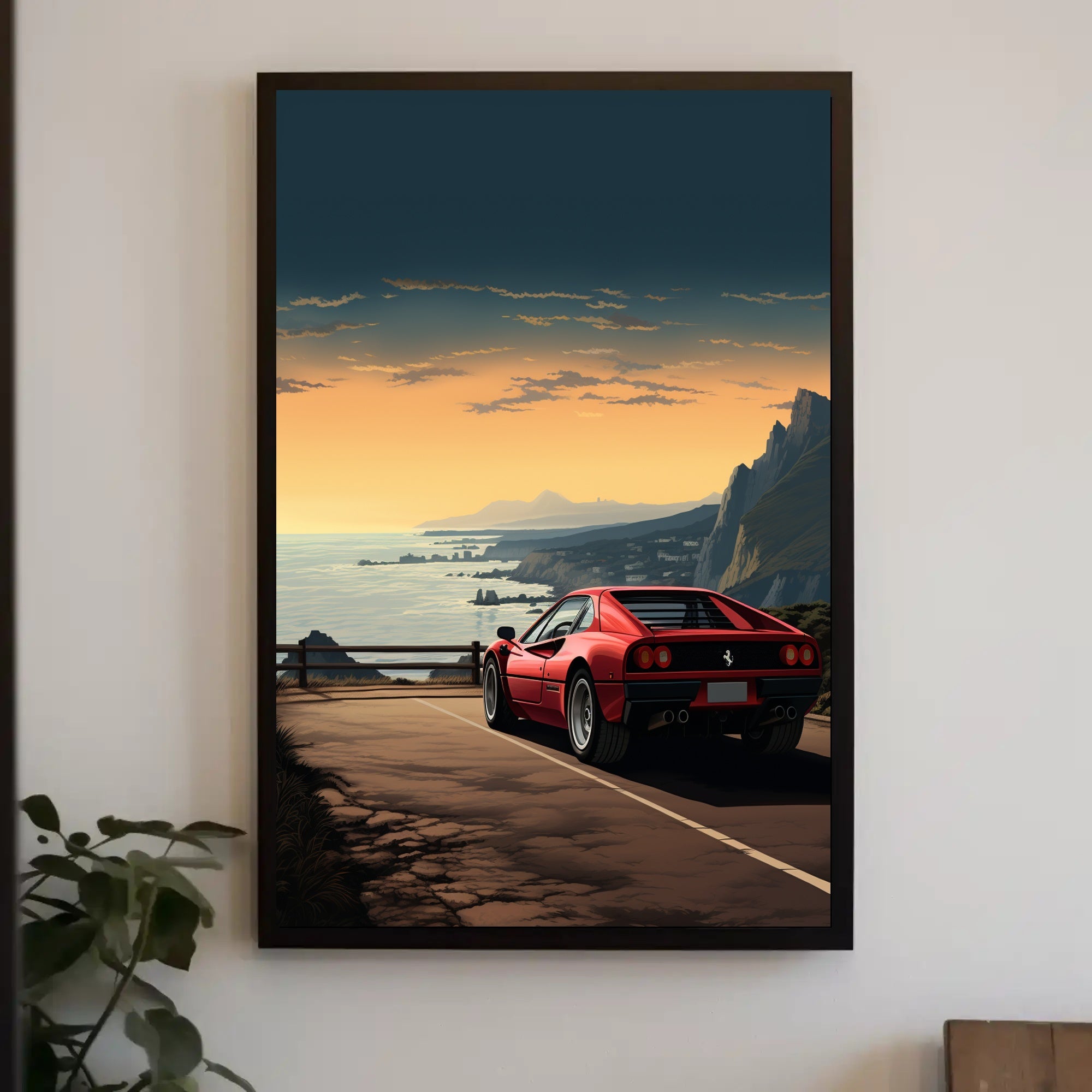Sunset Drive Along the Coast Poster PosterGoat