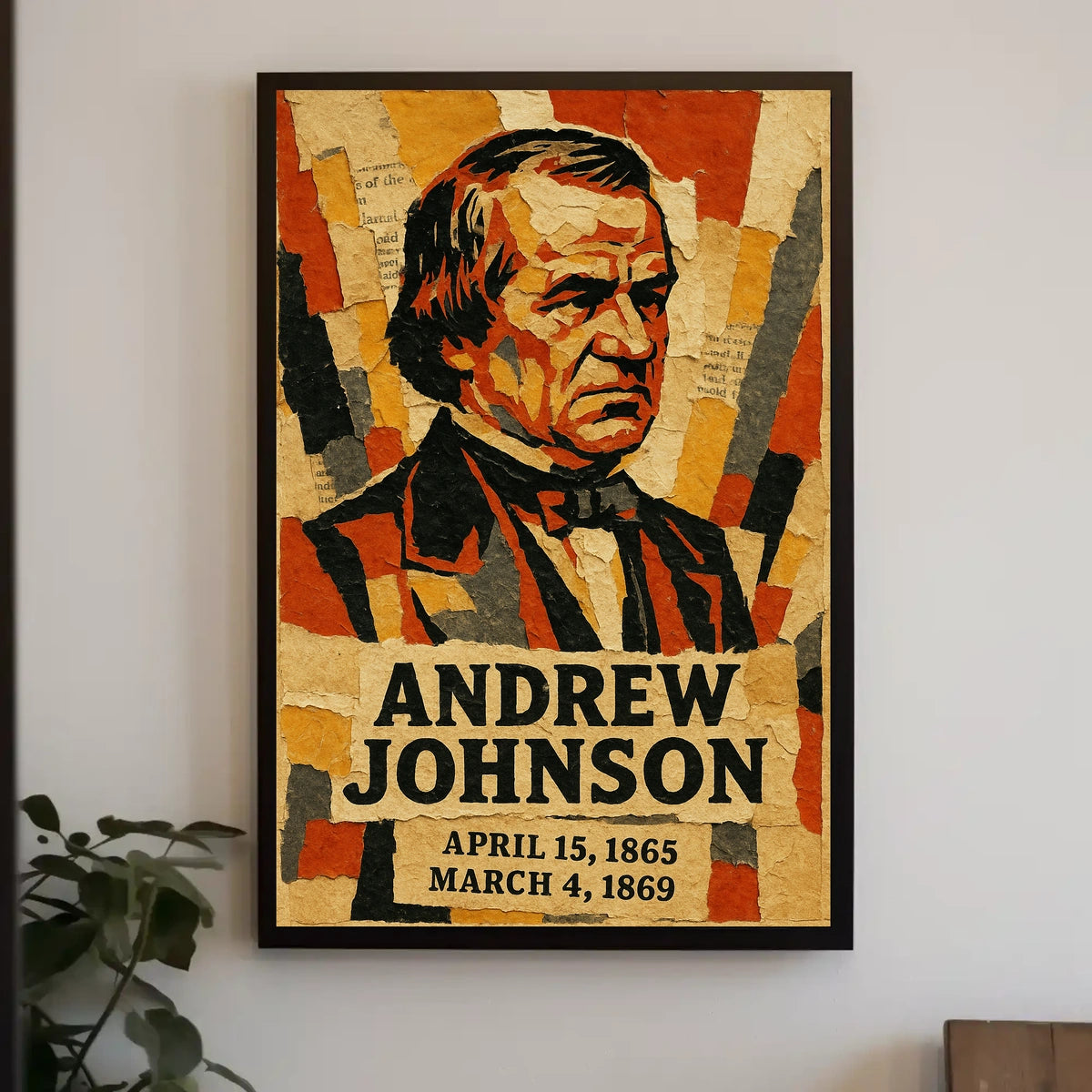 Andrew Johnson 17th President of the United States Layered paper Collage Poster