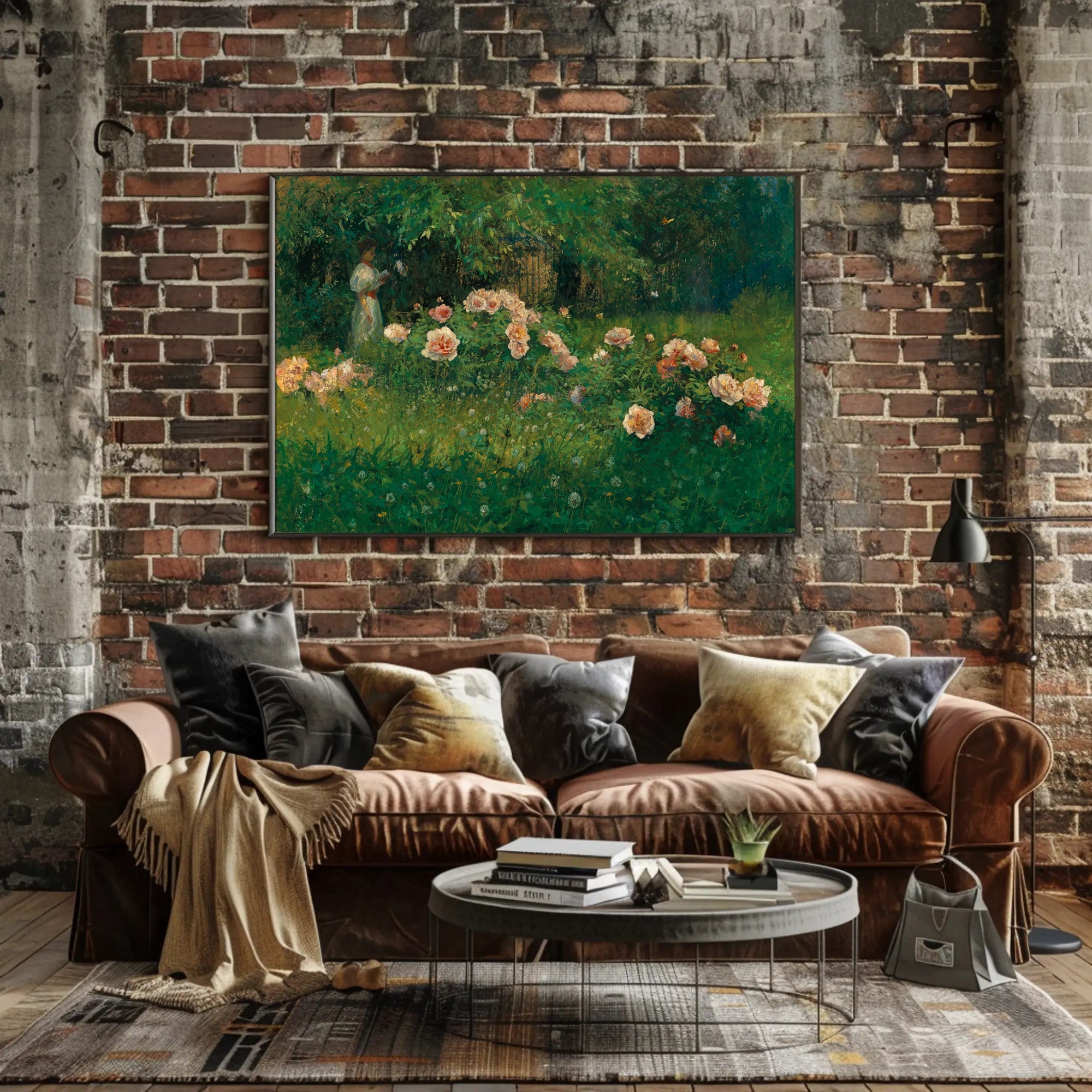 Woman in a Garden of Roses Poster