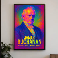 James Buchanan 15th President of the United States Neon Gradient Overlay Poster