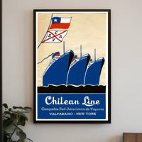 Valparaiso To New York Maritime Poster Vintage Wall Art