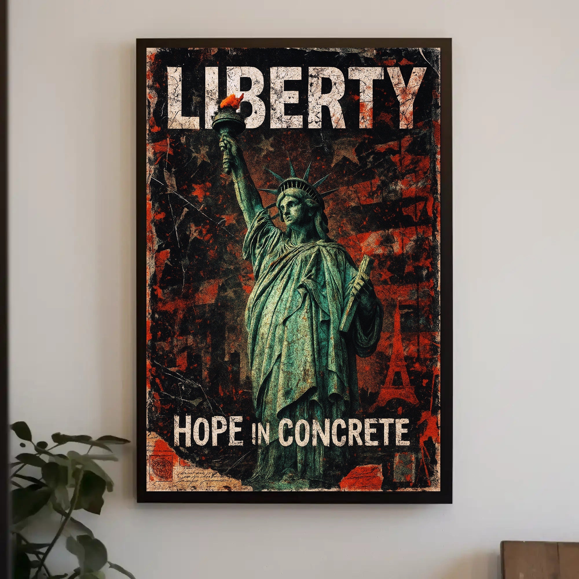 Statue of Liberty Grunge Art Political or Propaganda Poster