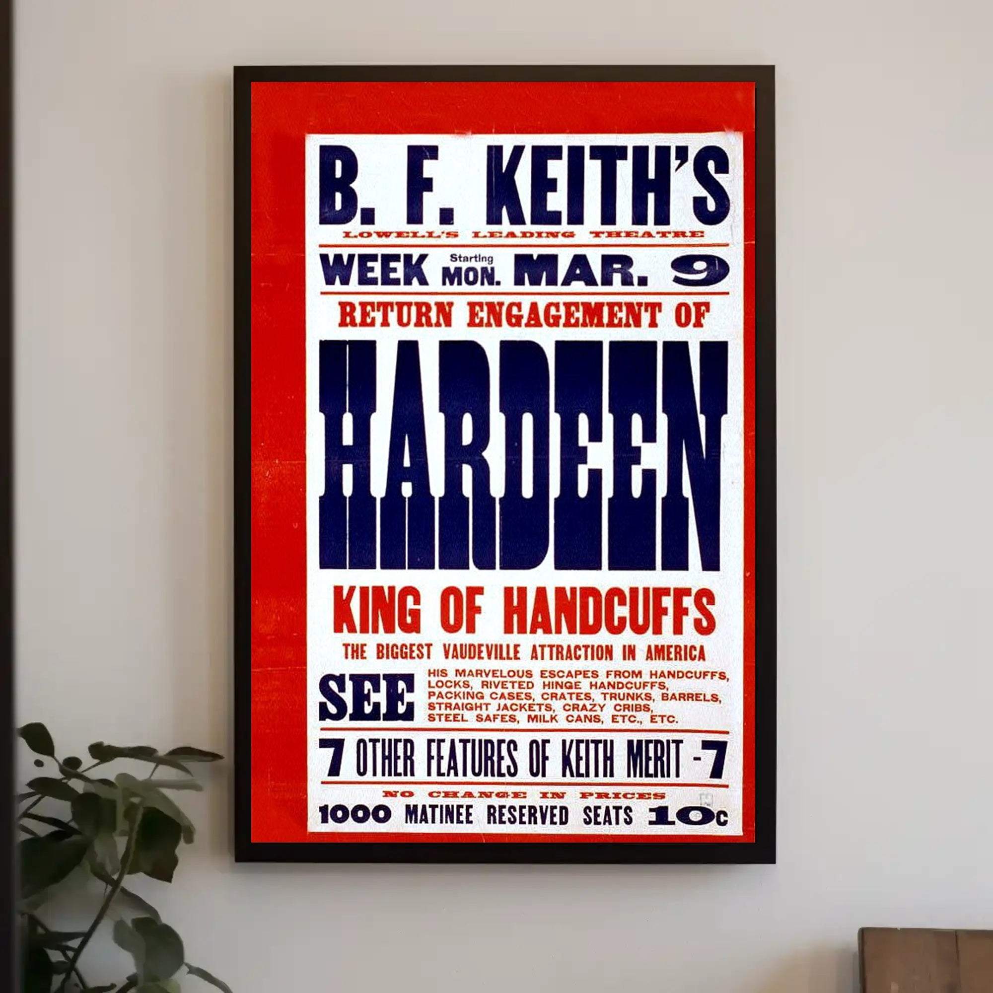 Vaudeville Magic Act Hardeen Historical or Presidential Poster