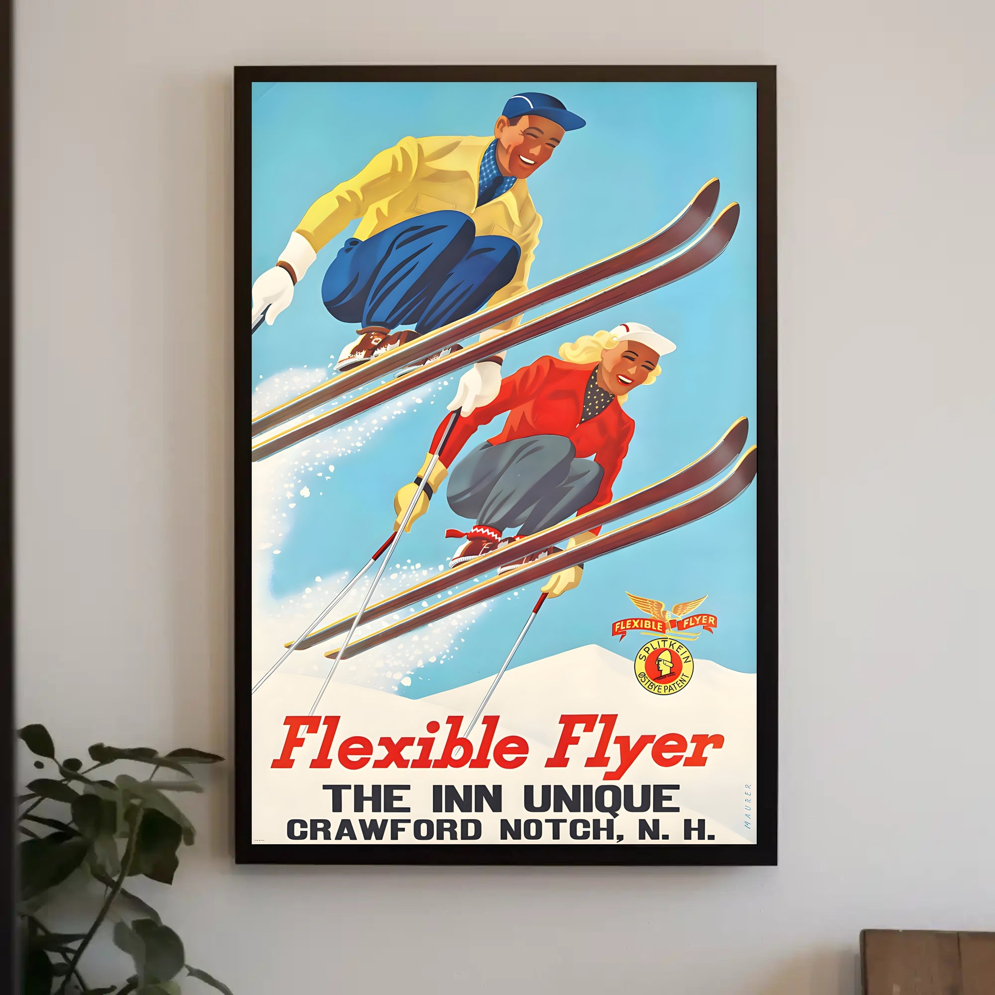 Flexible Flyer Skiing Poster PosterGoat