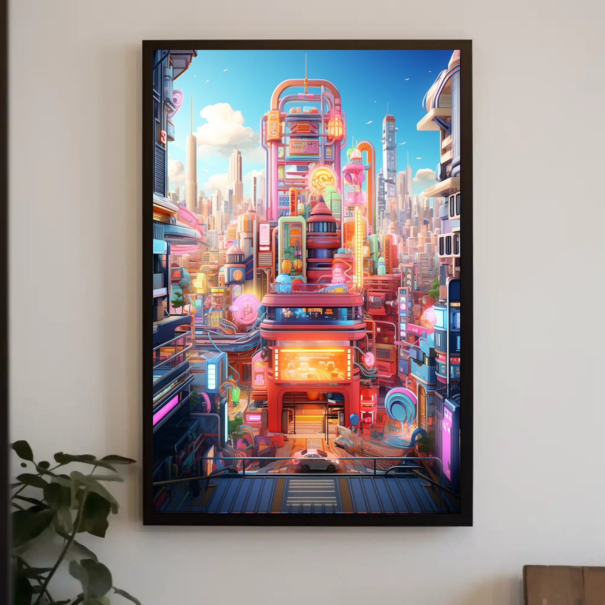 Neon Cityscape Poster