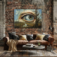 Surrealist Eye in Dystopian Post-Apocalyptic Landscape Poster