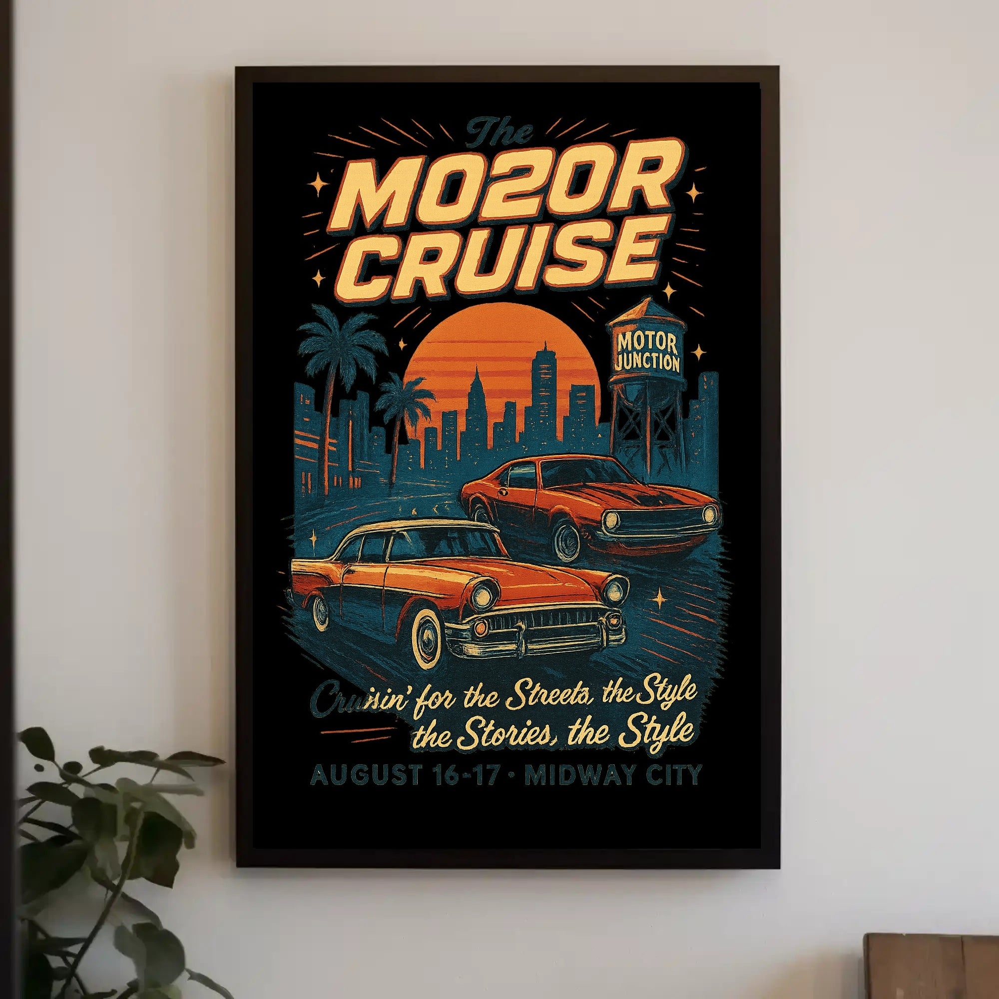 The Motor Cruise Vintage Car Urban or Cityscape Poster