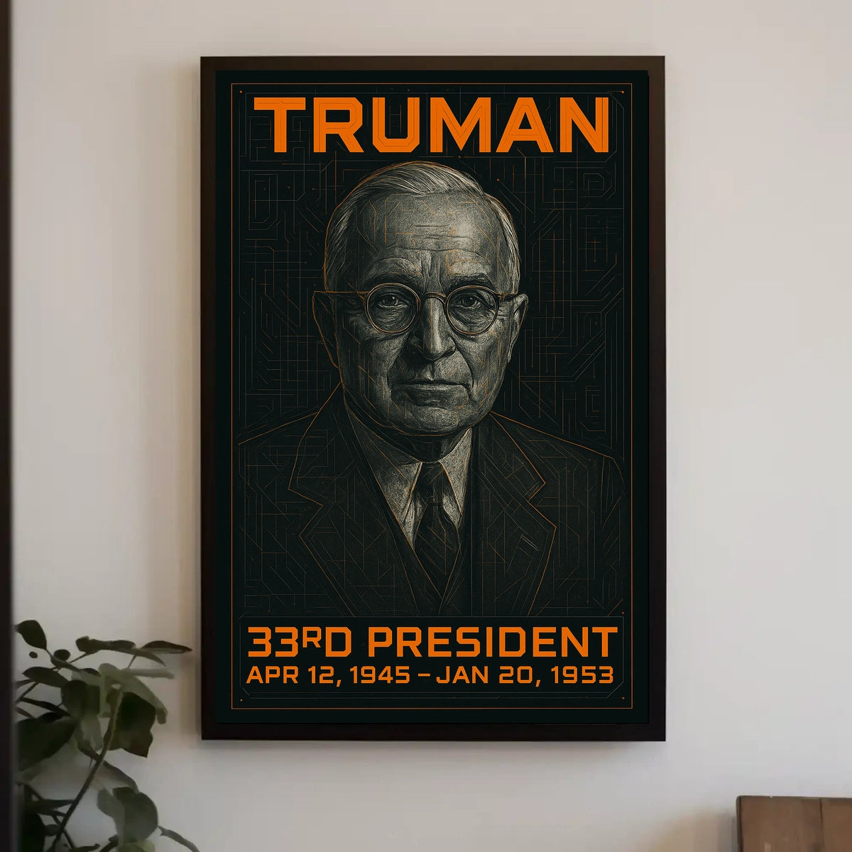 Harry S. Truman 33rd President of the United States Techno Schematic Poster