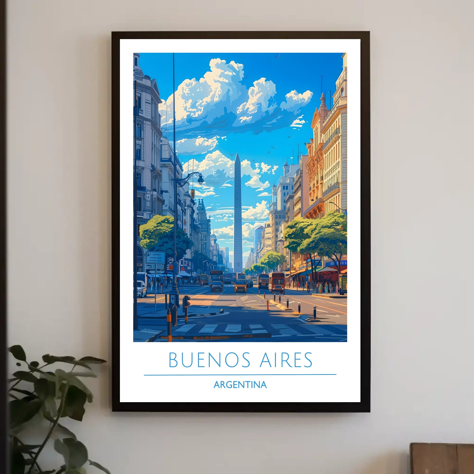 Buenos Aires Obelisk Vibrant Urban Cityscape Travel Poster