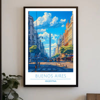 Buenos Aires Obelisk Vibrant Urban Cityscape Travel Poster
