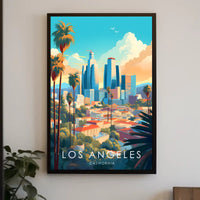 Vibrant Los Angeles Cityscape Illustration Travel Poster