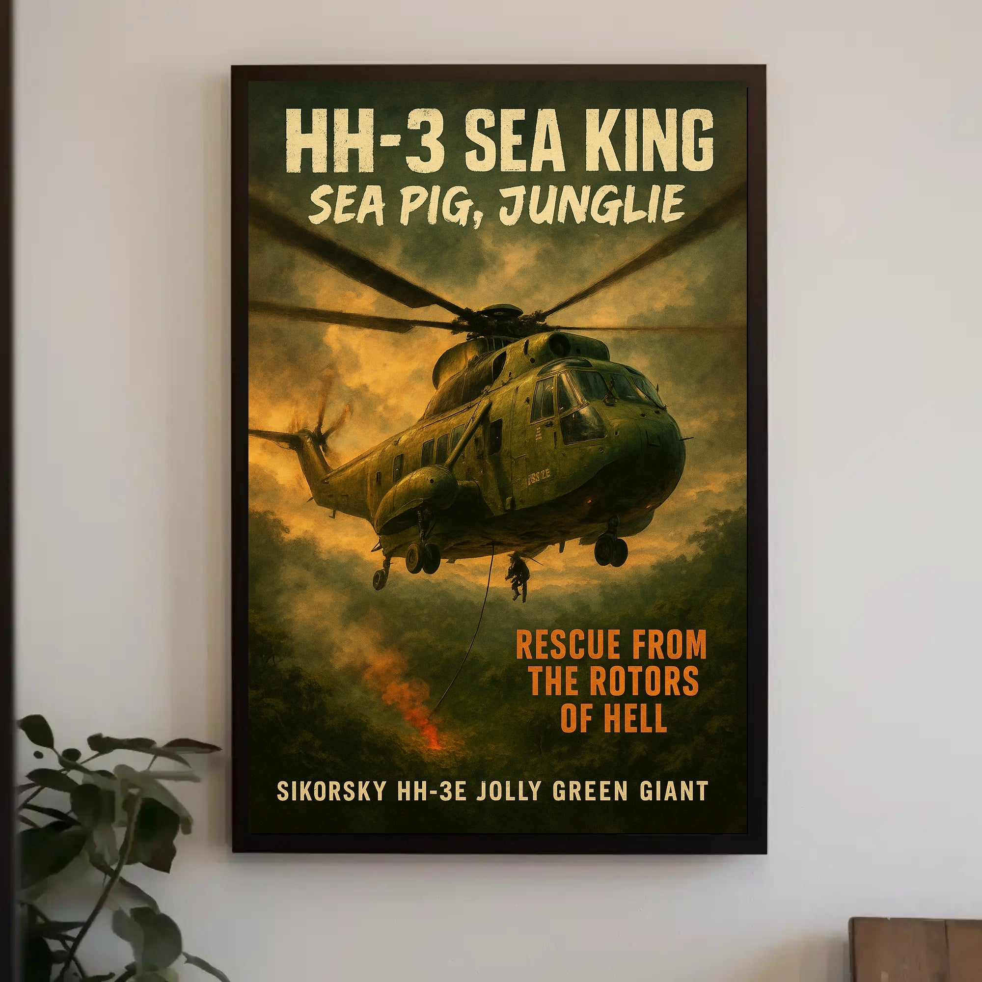 HH-3 Sea King Rescue Vintage Military Recruitment Poster