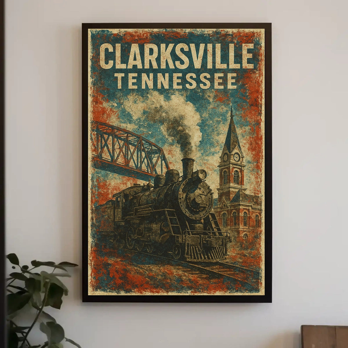 Clarksville, Tennessee Vintage Vintage Poster