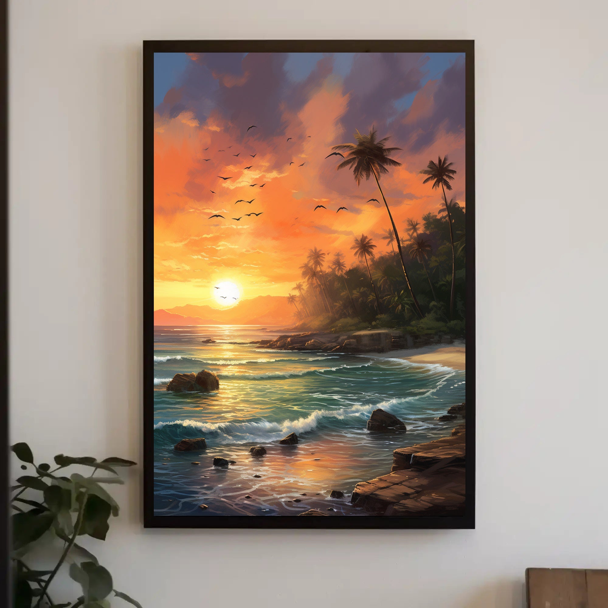Tropical Sunset Serenity on Beach Travel Poster