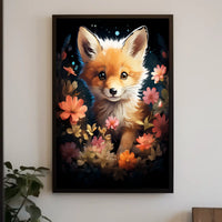 Fox Bloom Whimsical Poster