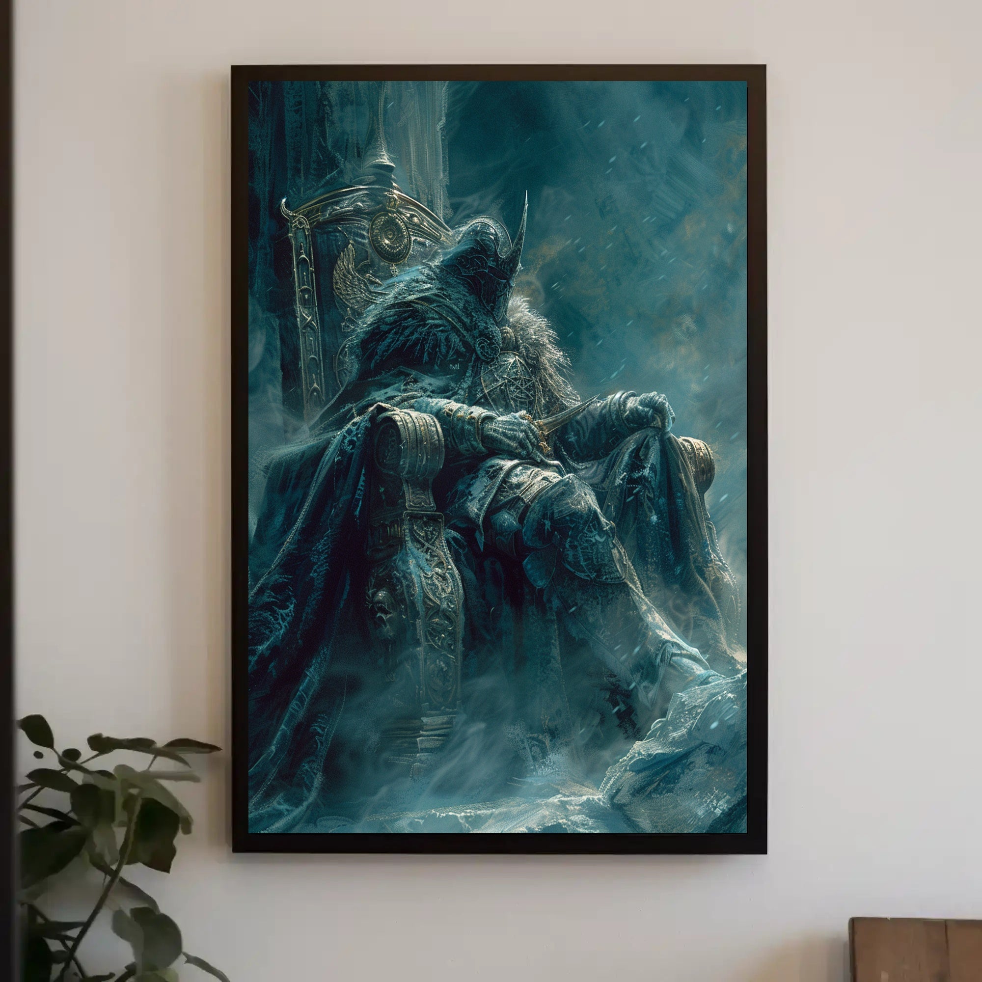 Dark Fantasy King on Ornate Throne - Fantasy or Mythology Poster