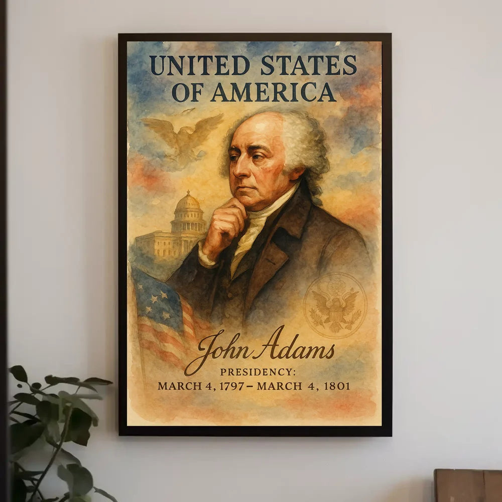 John Adams Early U.S. Presidency Historical Poster