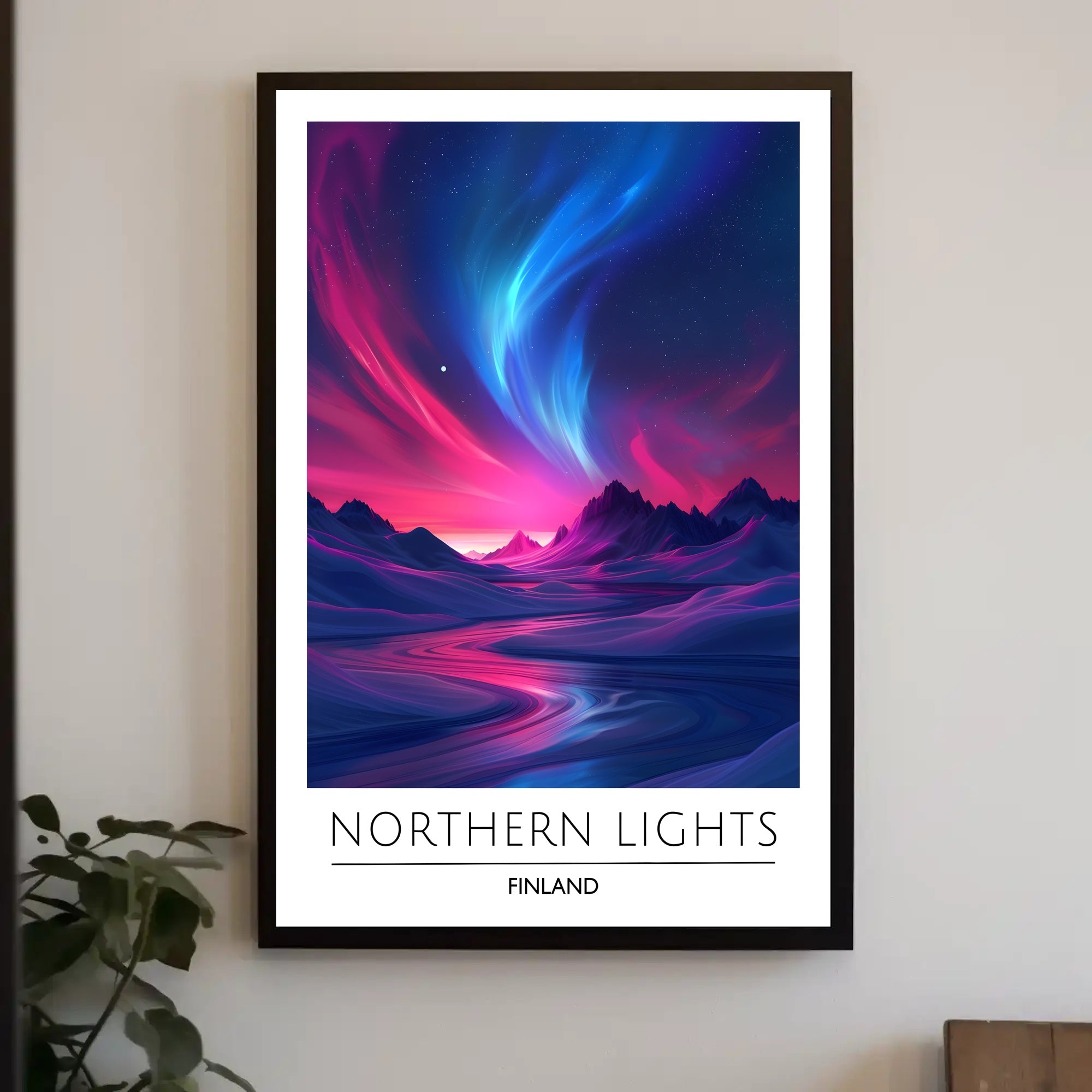 Northern Lights Finland Travel Poster