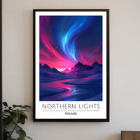 Northern Lights Finland Travel Poster