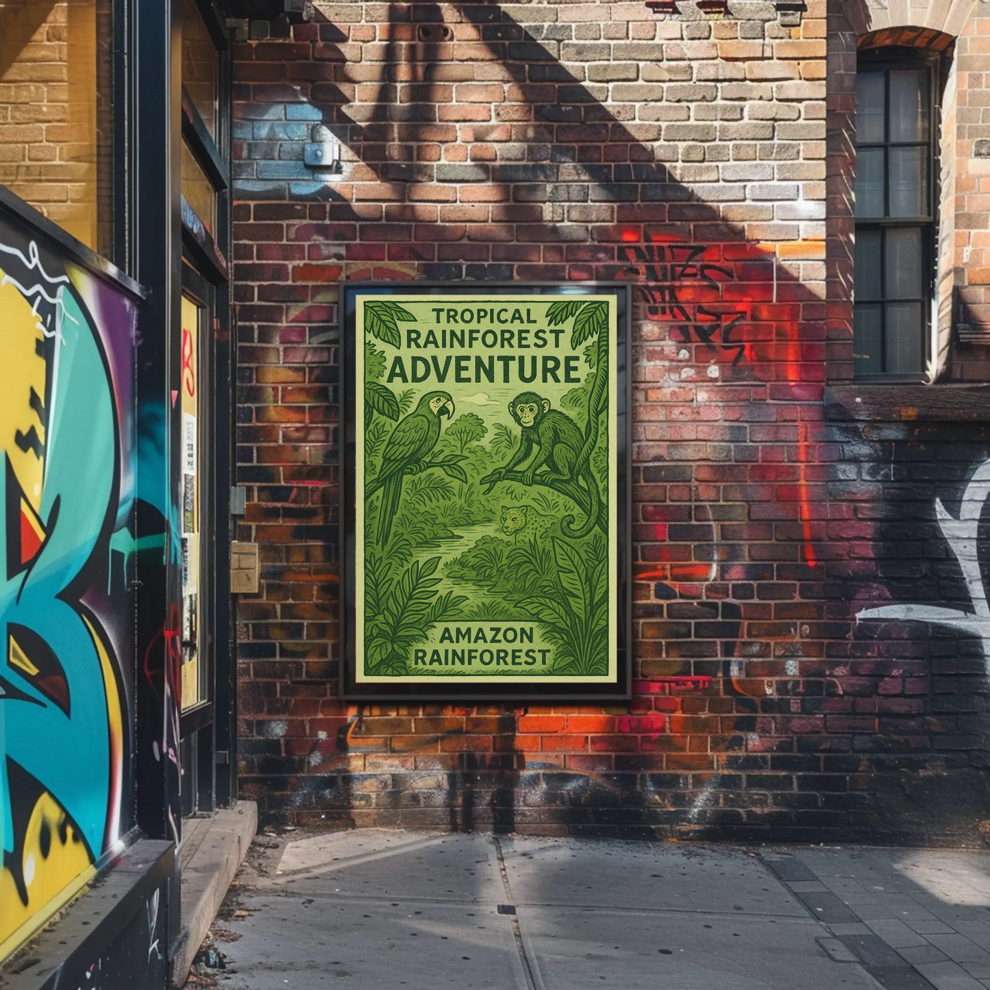 Amazon Rainforest Monkey Parrot Jungle Poster Poster