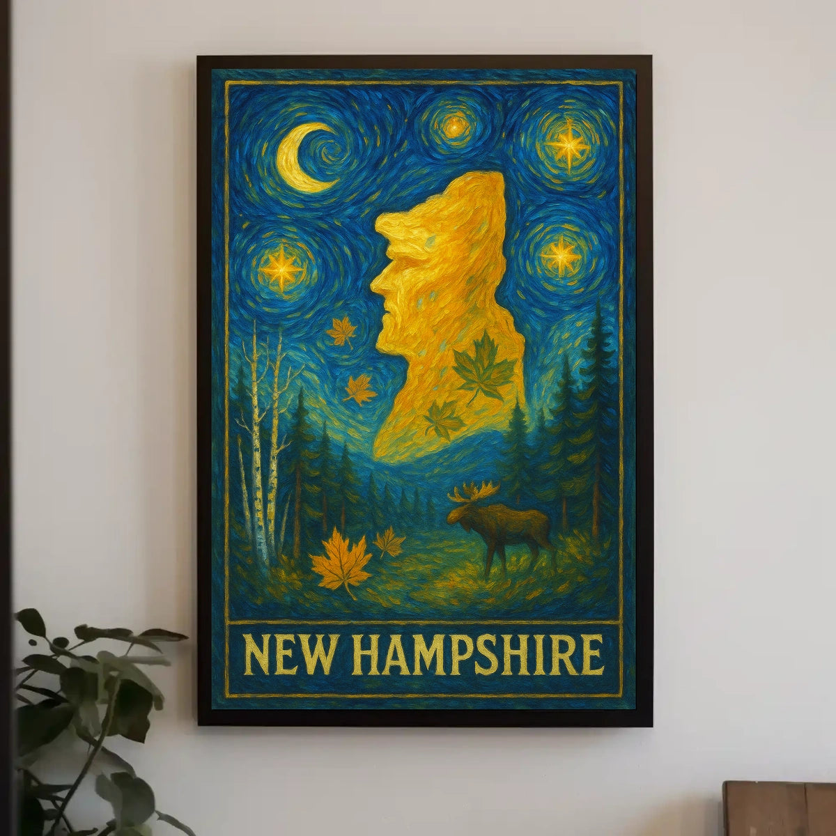 New Hampshire Starry Night Artistic Poster