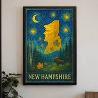 New Hampshire Starry Night Artistic Poster
