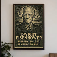 Dwight Eisenhower Vintage Linocut Portrait Poster