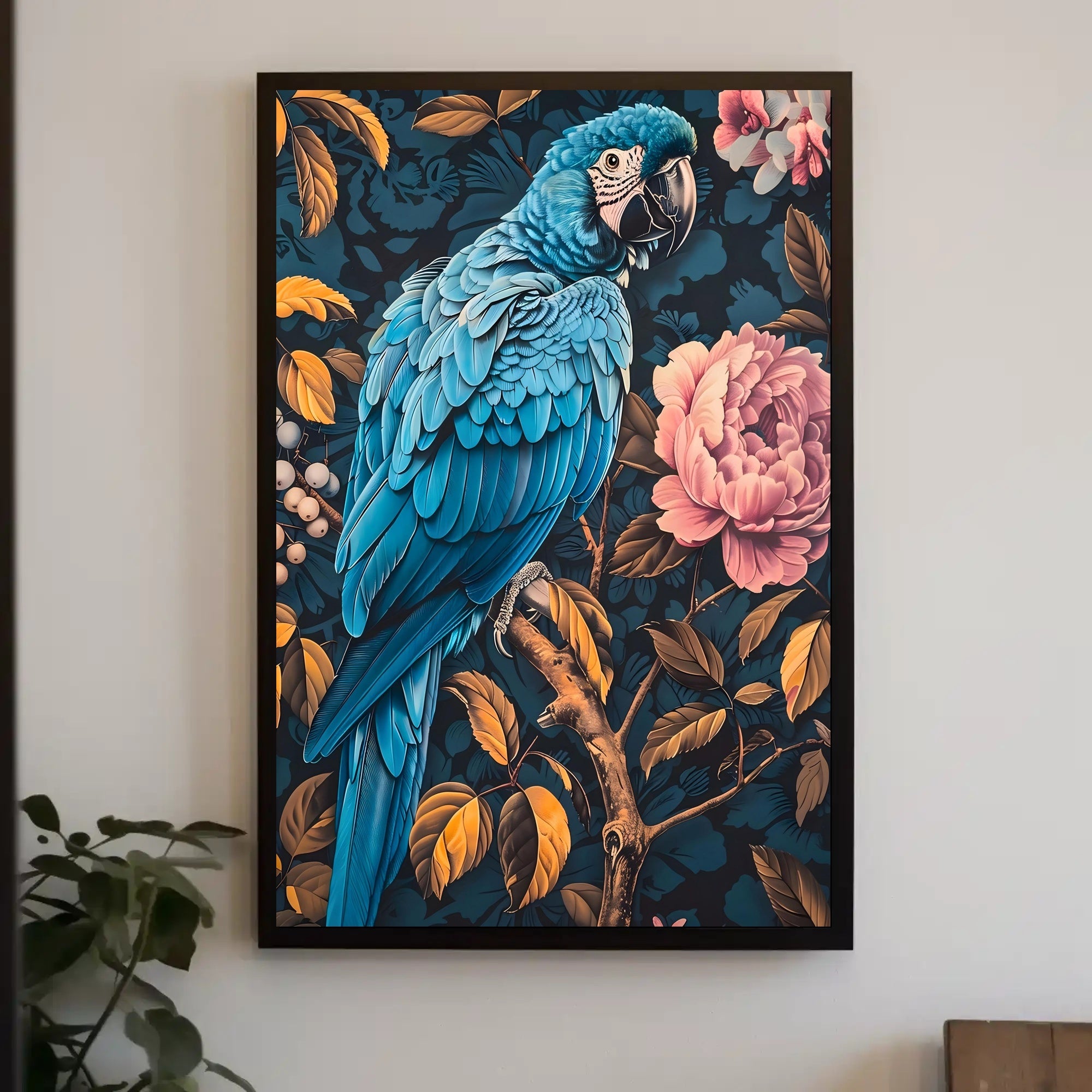 Vibrant Parrot Floral Paradise Poster Art