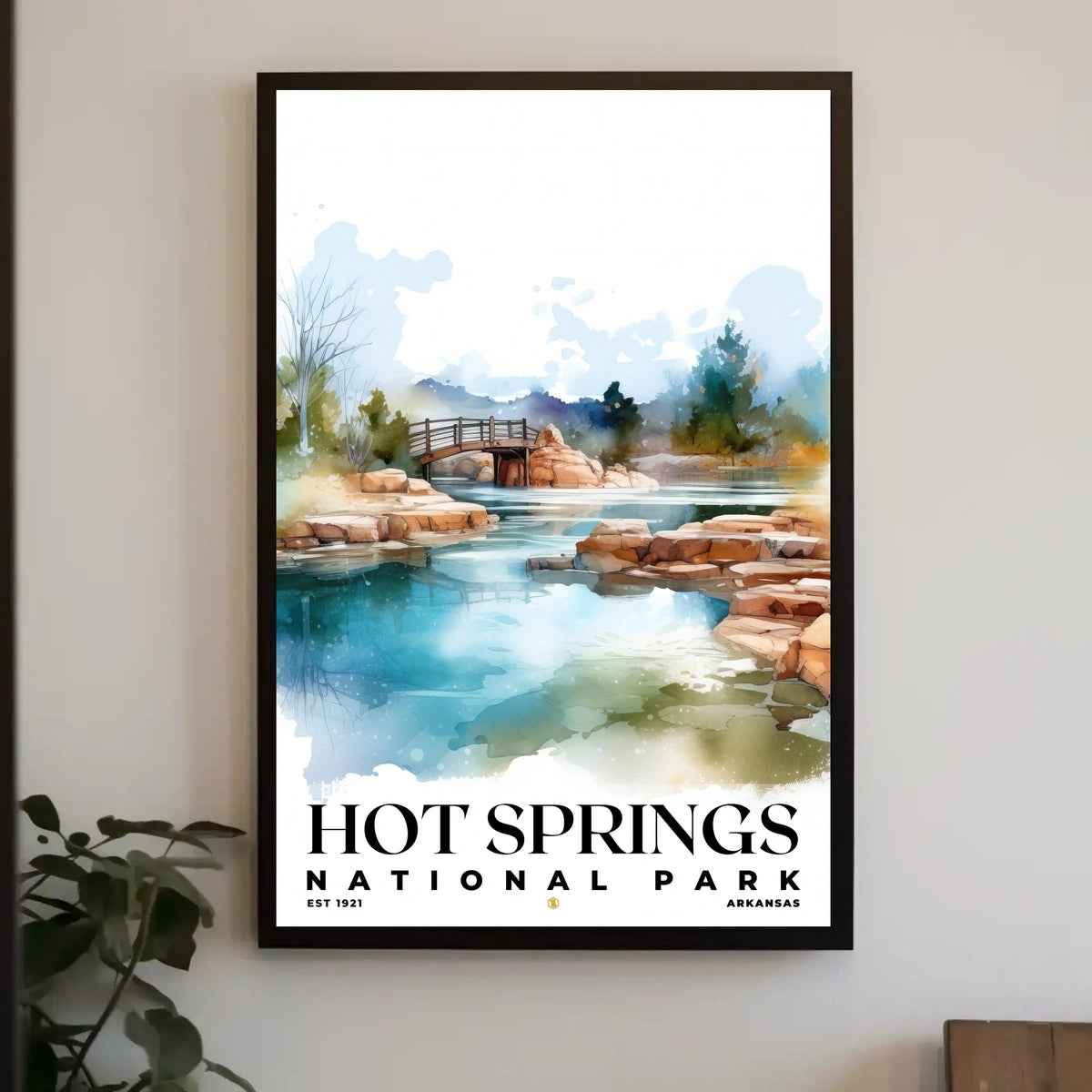 Hot Springs Watercolor Wall Art Poster