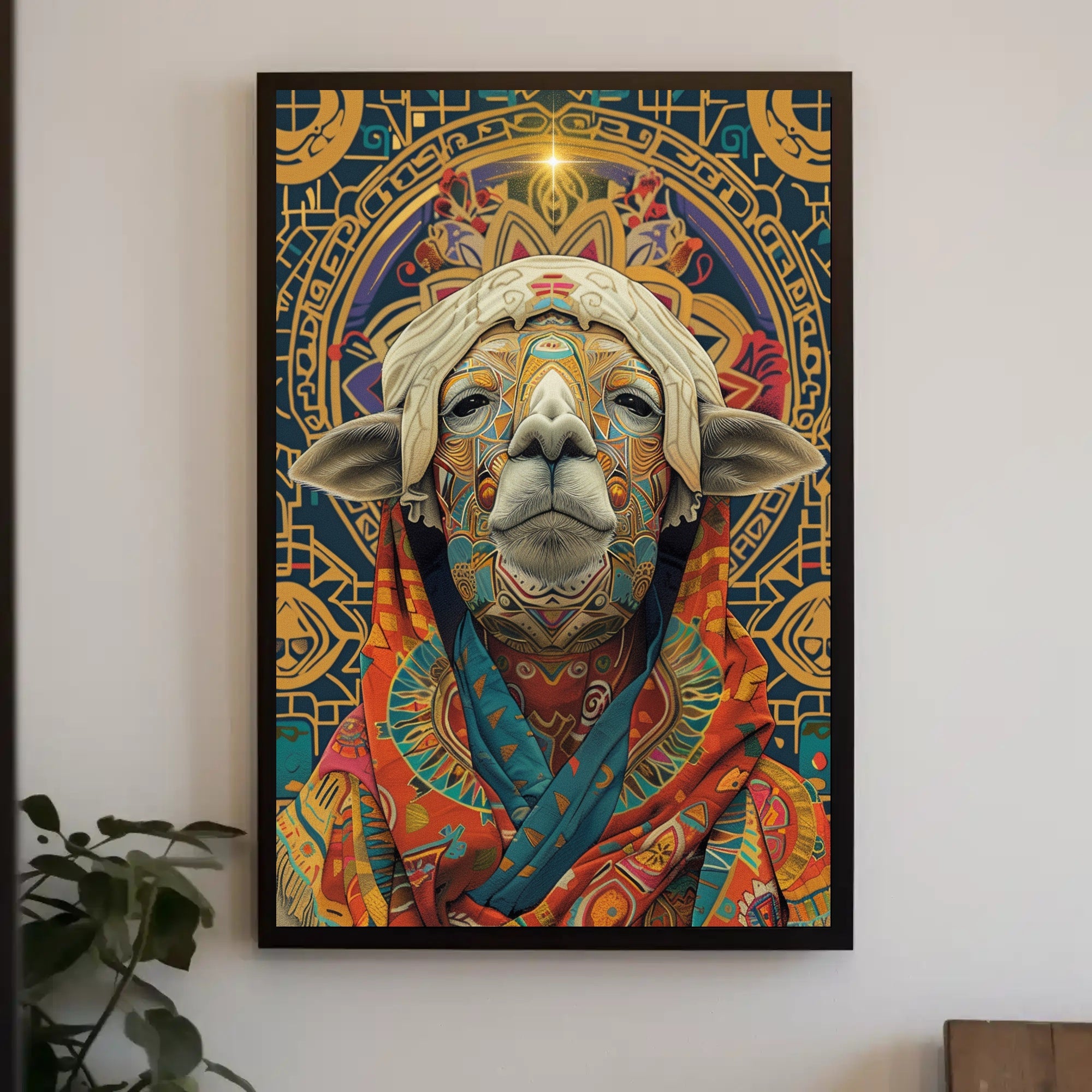 Mystical Llama Art in Cultural Heritage Poster PosterGoat