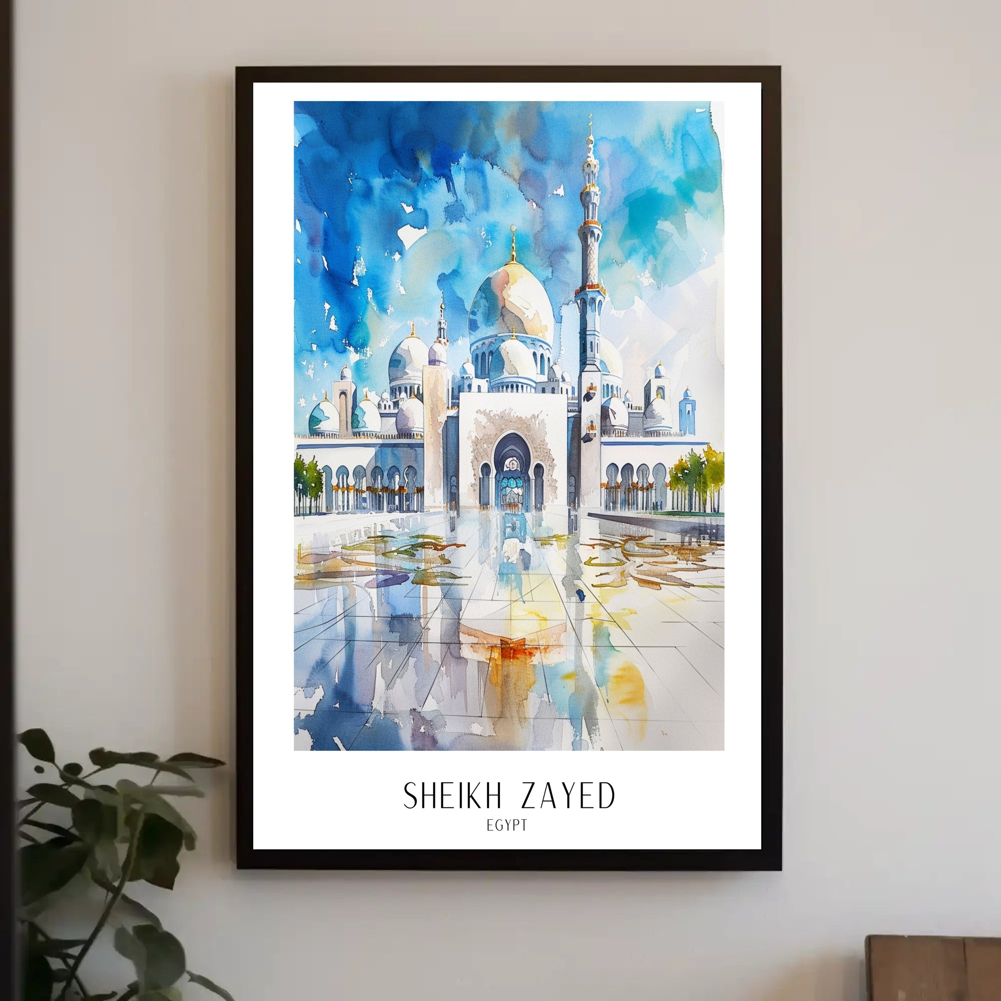 Sheikh Zayed Mosque Watercolor Art Cultural or Heritage Poster PosterGoat