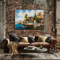 Serene Coastal Village Poster