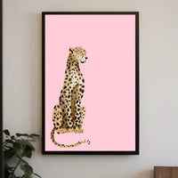 Leopard Against Pink Background Animal Poster PosterGoat