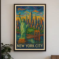 New York City Mosaic Poster Vibrant Colors for Home Decor