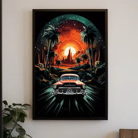 Retro Drive into the Sunset Poster