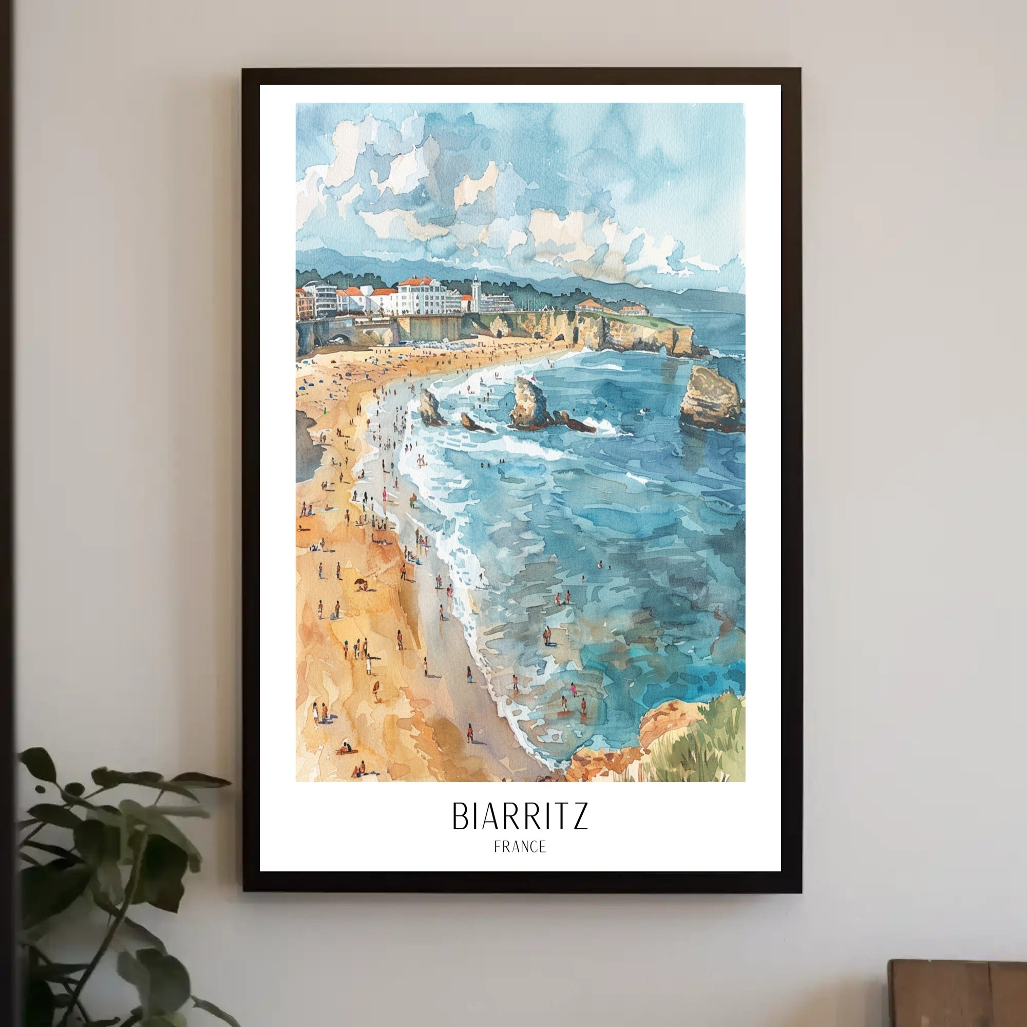 Biarritz Beach Serenity: Vintage Travel Poster PosterGoat