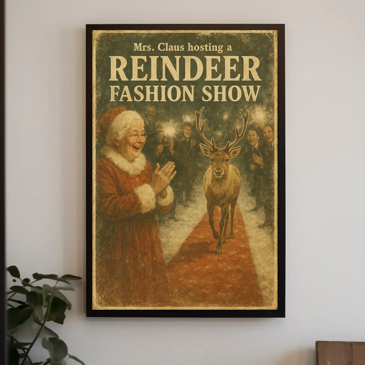 Reindeer Fashion Extravaganza Vintage Christmas Poster