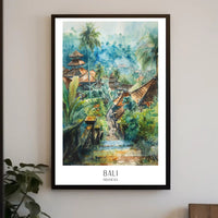 Bali Watercolor Travel Poster: Serene Tropical Landscape Art PosterGoat