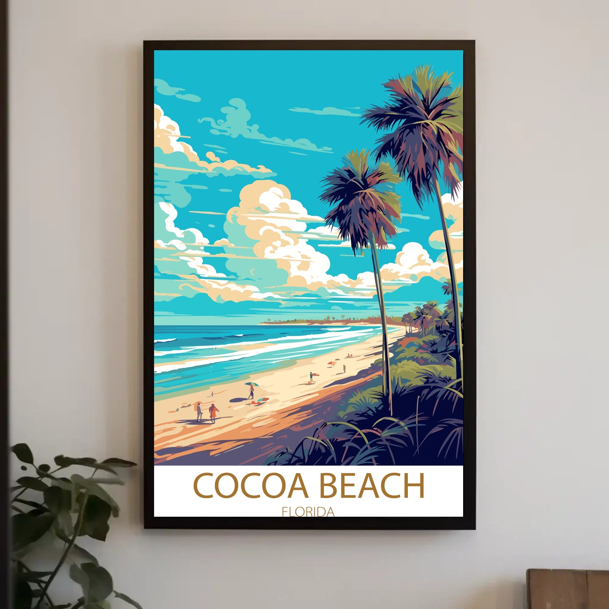 Cocoa Beach Sunlit Vintage Travel Poster