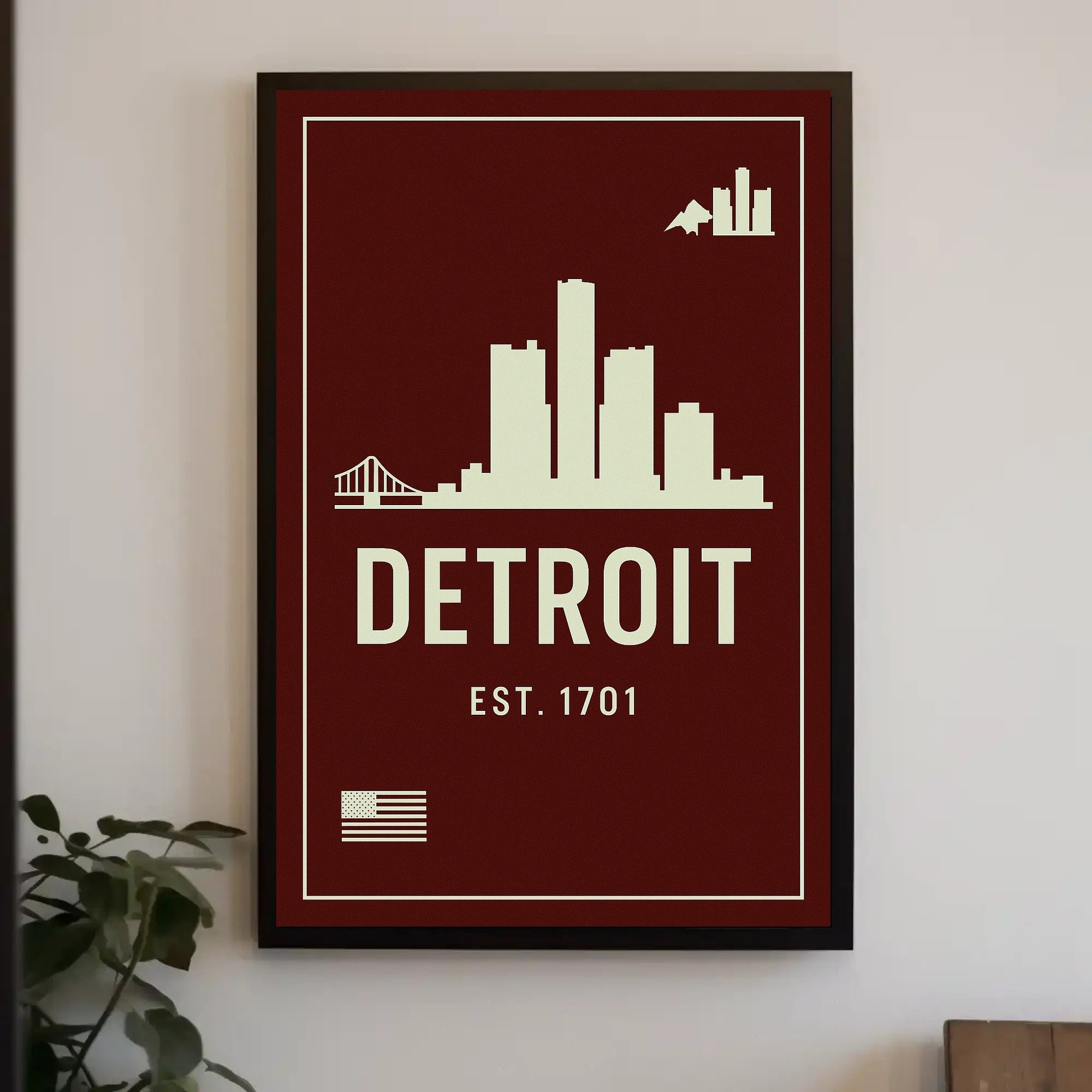 Detroit Skyline Est. 1701 Poster PosterGoat