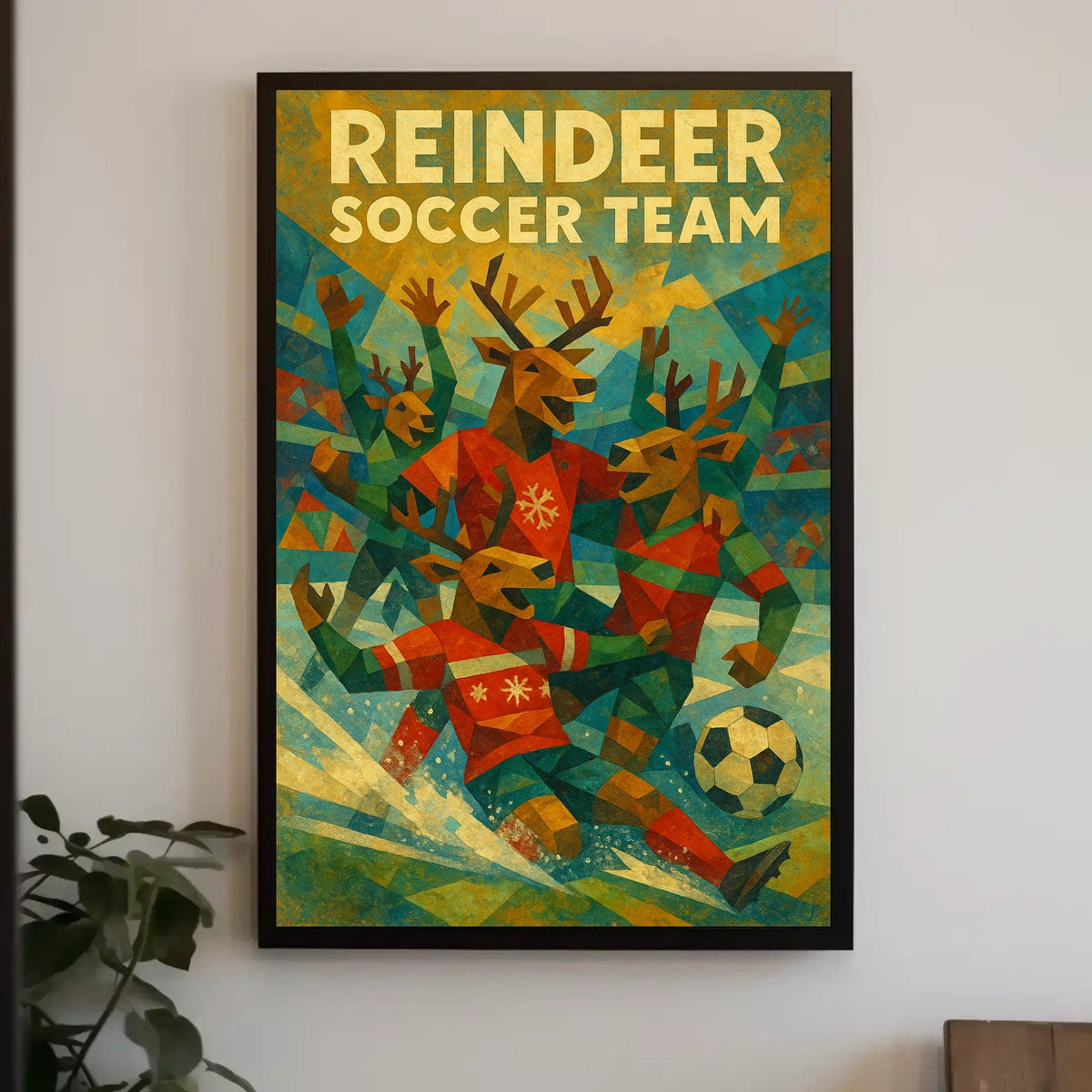 Reindeer Soccer Team Poster