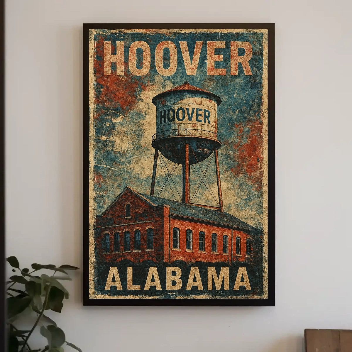 Hoover Alabama Water Tower Cultural Heritage Retro Poster