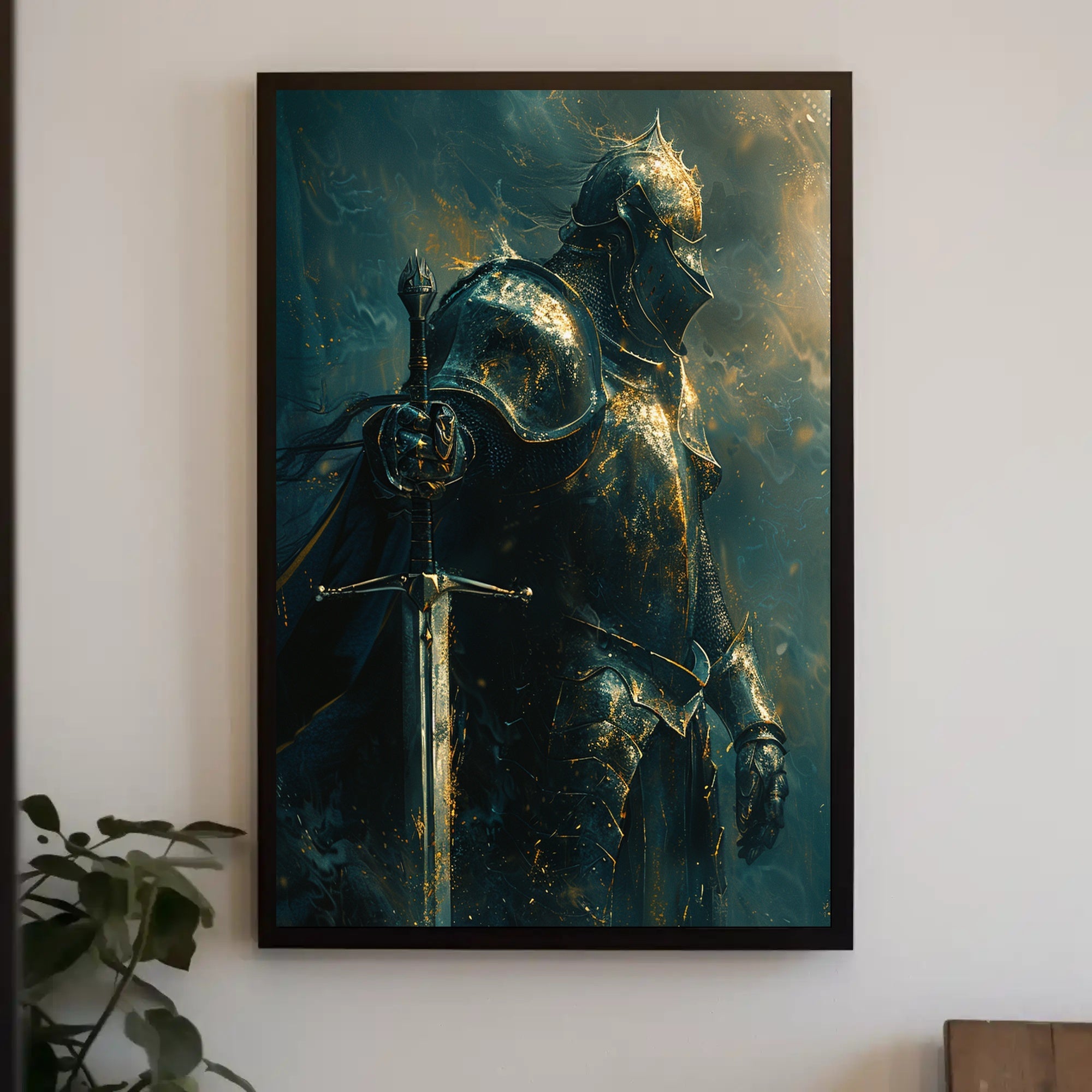 Knight's Valor in Battle: Epic Fantasy Poster