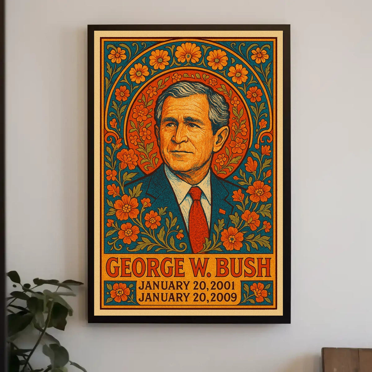 Commemorative Vintage Floral Illustration Political or Propaganda Poster