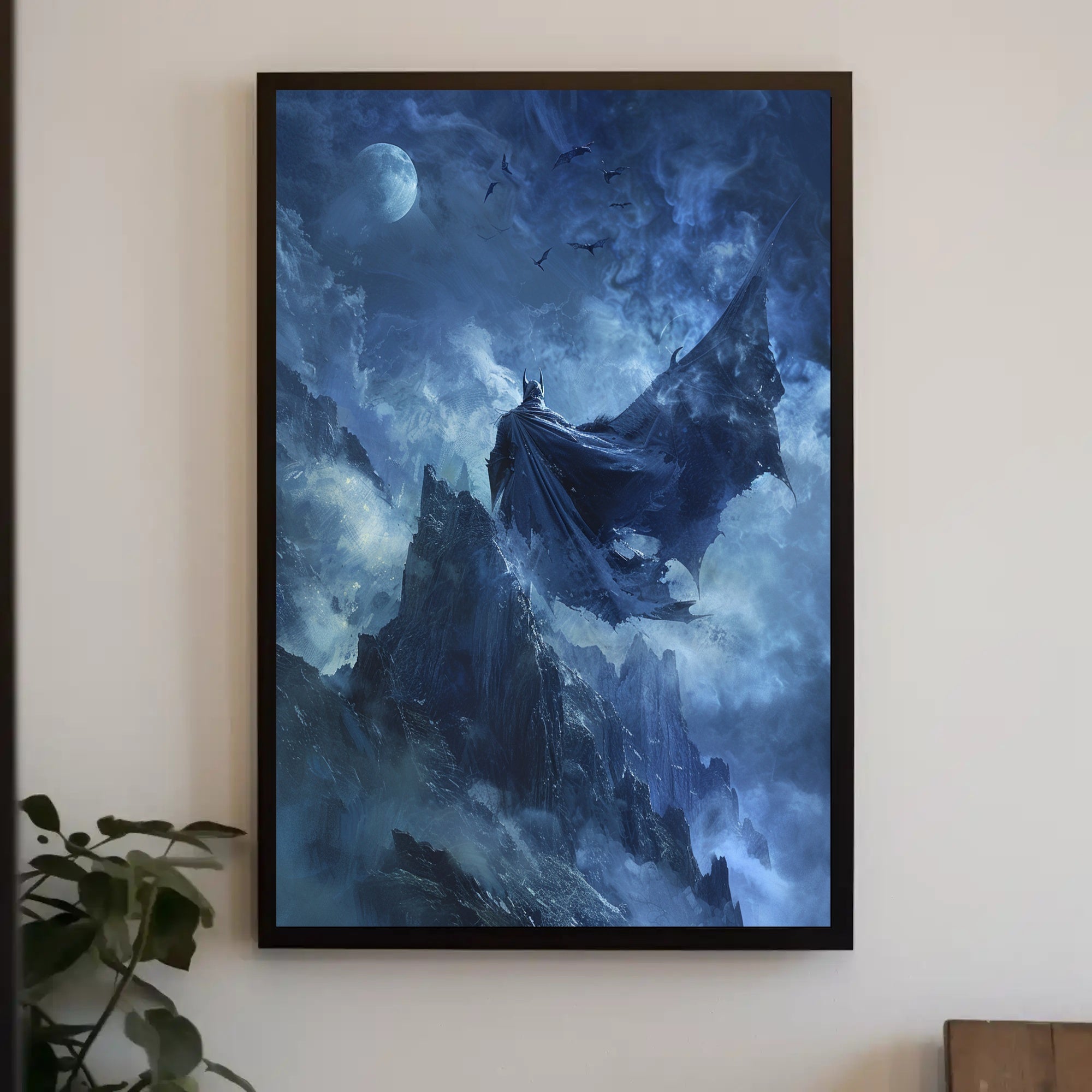 Mystical Vigilante on Moonlit Peak Fantasy Poster PosterGoat