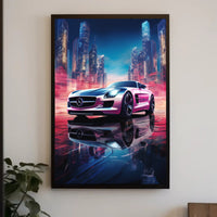 Futuristic Sports Car in Neon City Futuristic Sci-Fi Poster