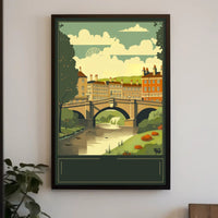 Serene Riverside Townscape Poster